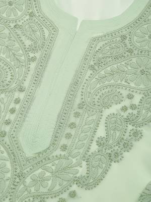 Green hand woven georgette chikankari-kurtis 5