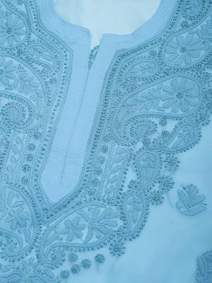 Sky-blue hand woven georgette chikankari-kurtis 5