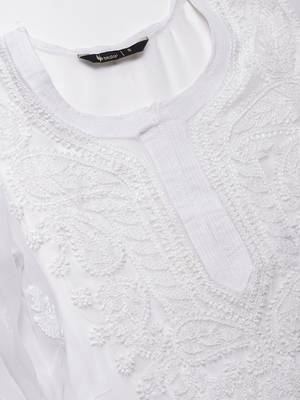 White hand woven georgette chikankari-kurtis 5
