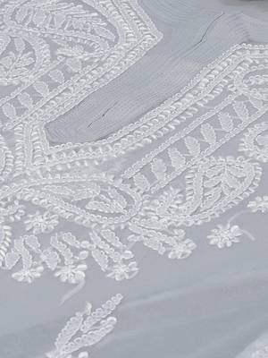 Grey hand woven georgette chikankari-kurtis 5