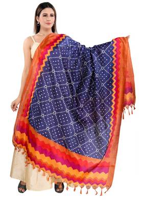 Salwar Studio Women's Navy Blue Art Silk Printed Dupatta 1
