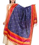 Salwar Studio Women's Navy Blue Art Silk Printed Dupatta