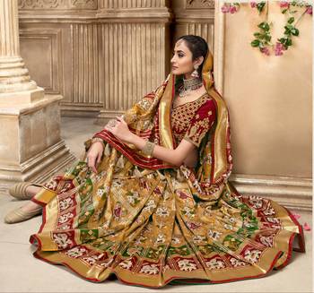Golden woven pure silk saree with blouse 3