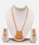 Multilayer pearl mala temple jewellery set