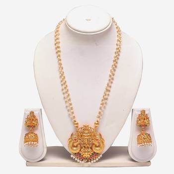 Multilayer pearl mala temple jewellery set 1