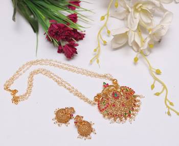 Multilayer pearl mala temple jewellery set 1