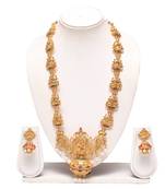 Golden long haram temple jewellery set