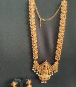 Golden long haram temple jewellery set