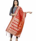 Red Banarasi Silk Jacquard Woven Dupatta