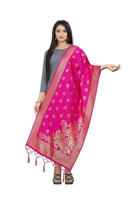 RaniPink Banarasi Silk Jacquard Woven Dupatta 1
