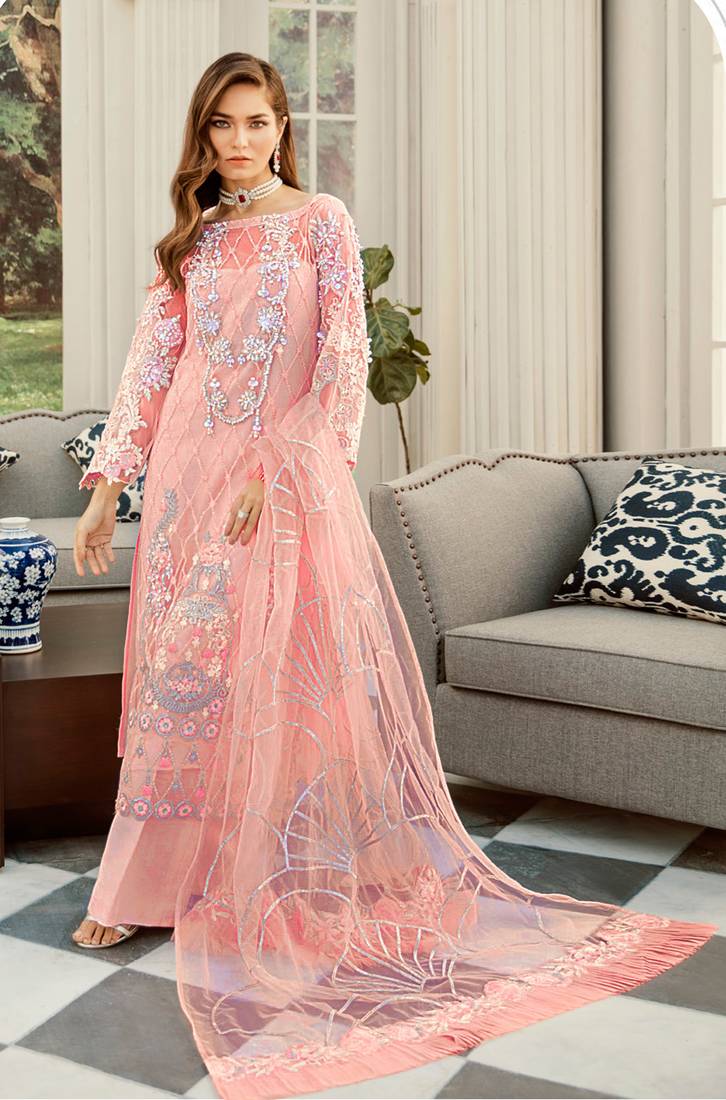 Peach embroidered net Pakistani suit - ZELLY - 3432558 Peach embroidered net Pakistani suit - ZELLY - 3432558