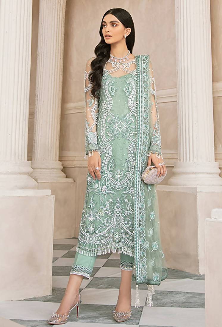 white christmas dresses Pakistani Embroidered Net Dress – Pakistani Dress Designes main image 0