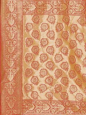 Mehrang Red Woven Banarasi Silk Saree with Blouse  5