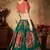 Green & Orange Colored Dori, Zari, and Sequins embroidered & Digital Floral Printed organza wedding Lehenga choli