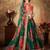 Green & Orange Colored Dori, Zari, and Sequins embroidered & Digital Floral Printed organza wedding Lehenga choli
