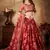 Maroon & Peach Colored Dori, Zari, and Sequins embroidered & Digital Floral Printed organza party wear Lehenga