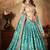 Sky-blue & Beige Dori, Zari, and Sequins embroidered & Floral organza Lehenga Choli for bride