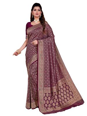 Purple woven art silk sarees saree with blouse 1