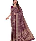 Purple woven art silk sarees saree with blouse