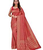 Red woven art silk sarees saree with blouse