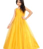 Kids Yellow Net With Satin Gown For Girls 
