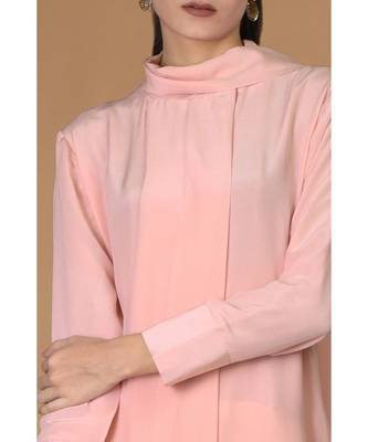 Tickled Pink Pure Crepe Scarf Neck Kurta 7
