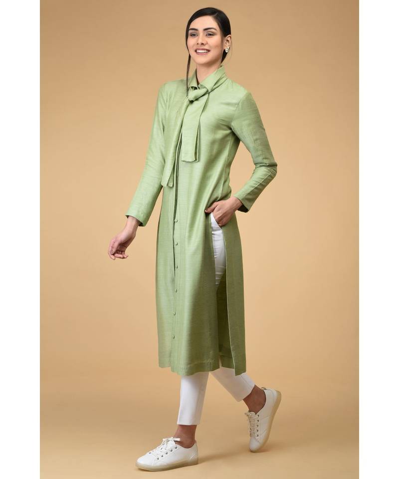 Sage Tie Neck Kurta