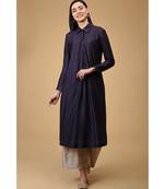Eclipse Blue Twist Neck Kurta