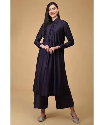 Eclipse Blue Twist Neck Kurta 4