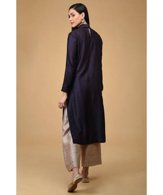 Eclipse Blue Twist Neck Kurta 5