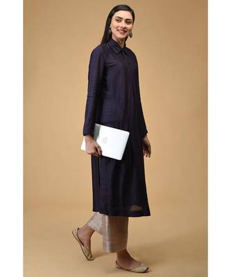 Eclipse Blue Twist Neck Kurta 6