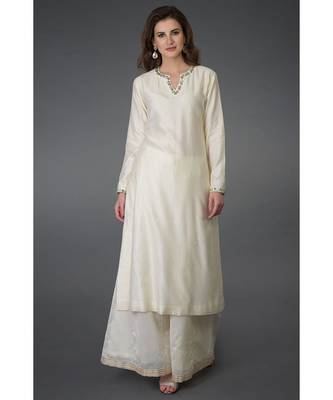 Ivory Gota Sequin and Mirror Work Kurta 1