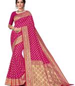 Mehrang pink Woven Banarasi Silk Saree with Blouse 