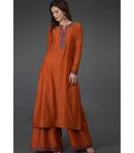 Burnt Orange Kashmir Bagh Papier Mache Embroidered Kurta