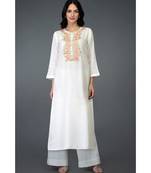 Ivory Resham Sequin & Beads Embroidered Long Tunic Kurta