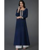 Navy Blue Gota Patti Crystal & Dabka Work Long Tunic Kurta