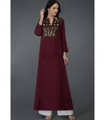 Burgundy Resham Sequin & Beads Embroidered Long Tunic Kurta