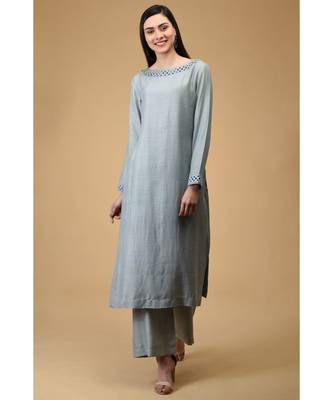 Soft Grey Cutwork Embroidered Kurta 6