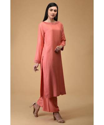 Salmon Cutwork Embroidered Kurta 1
