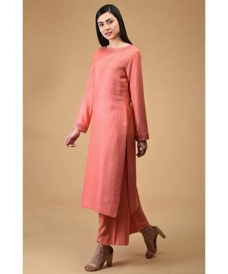 Salmon Cutwork Embroidered Kurta 2