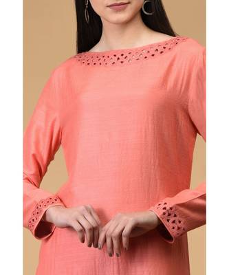 Salmon Cutwork Embroidered Kurta 3