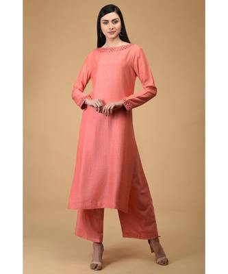 Salmon Cutwork Embroidered Kurta 5