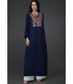 Eclipse Blue Resham Sequin & Beads Work Long Tunic Kurta