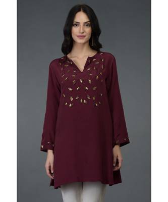 Midnight Blue Floral Embroidered Tunic Top 1