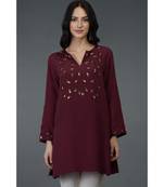 Midnight Blue Floral Embroidered Tunic Top