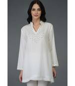 Burgundy Bugle Beads Embroidered Tunic Top