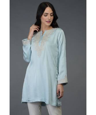 Pressed Rose Sequin and Beads Embroidered Tunic Top 1