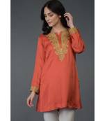 Serenity Blue Kashmiri Tilla Embroidered Tunic Top