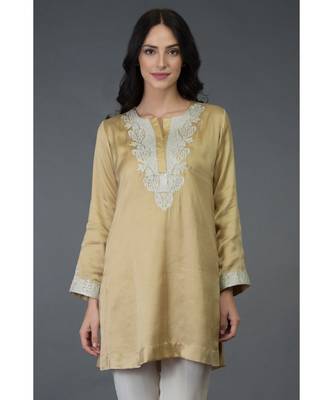 Living Coral Kashmiri Tilla Embroidered Tunic Top 1