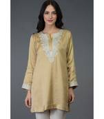 Living Coral Kashmiri Tilla Embroidered Tunic Top